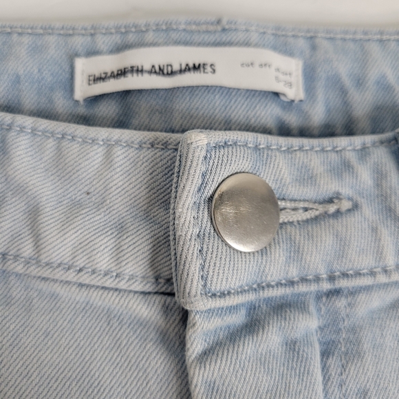 Elizabeth and James Cut Off Shorts Sz 28 Denim Raw Hem Light Wash Organic Cotton - Picture 8 of 15